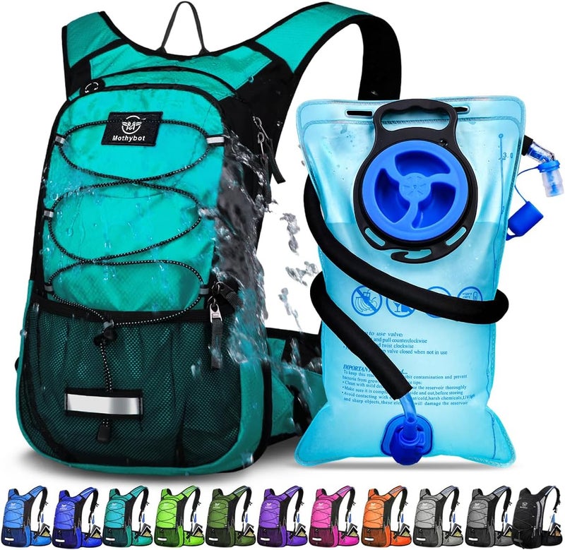 Mothybot Insulated Hydration Backpack Pack with 3L BPA Free Leak Proof Water Bladder, Large Storage Lightweight Hiking Daypack with Waist Pouches & Cooler Layer, for Running, Biking, Camping, Festival - Image 1